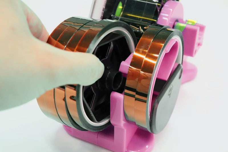 Enskatec Heat Tape Dispenser Sublimation with Compartment Slots, Semi-Automatic, Multiple Roll Cut 1" & 3" Core Double Reel Cores Sublimation for Heat Transfer Tape, Pink - Image 3
